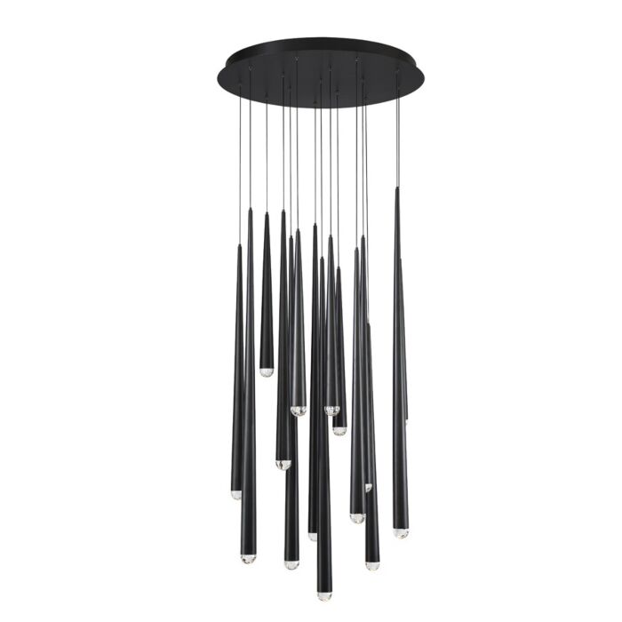 Cascade 15-Light LED Pendant in Black