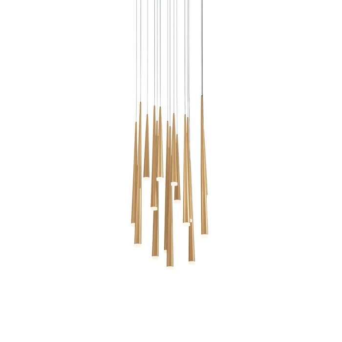 Cascade 15-Light LED Pendant in Aged Brass