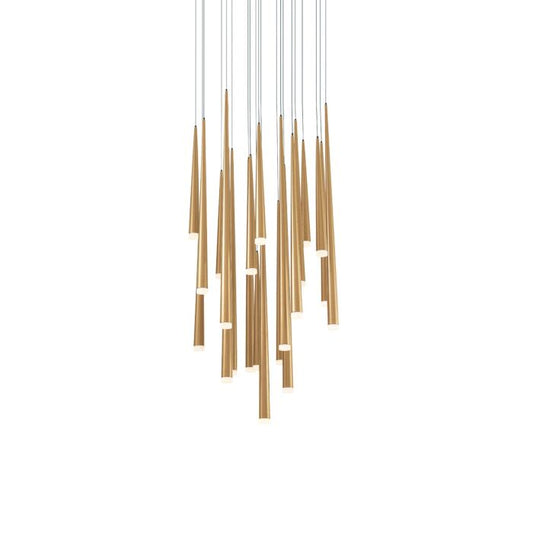 Cascade 21-Light LED Pendant in Aged Brass