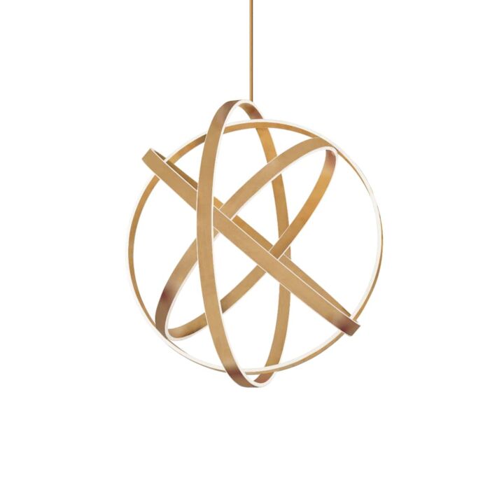 Kinetic 4-Light LED Chandelier in Aged Brass