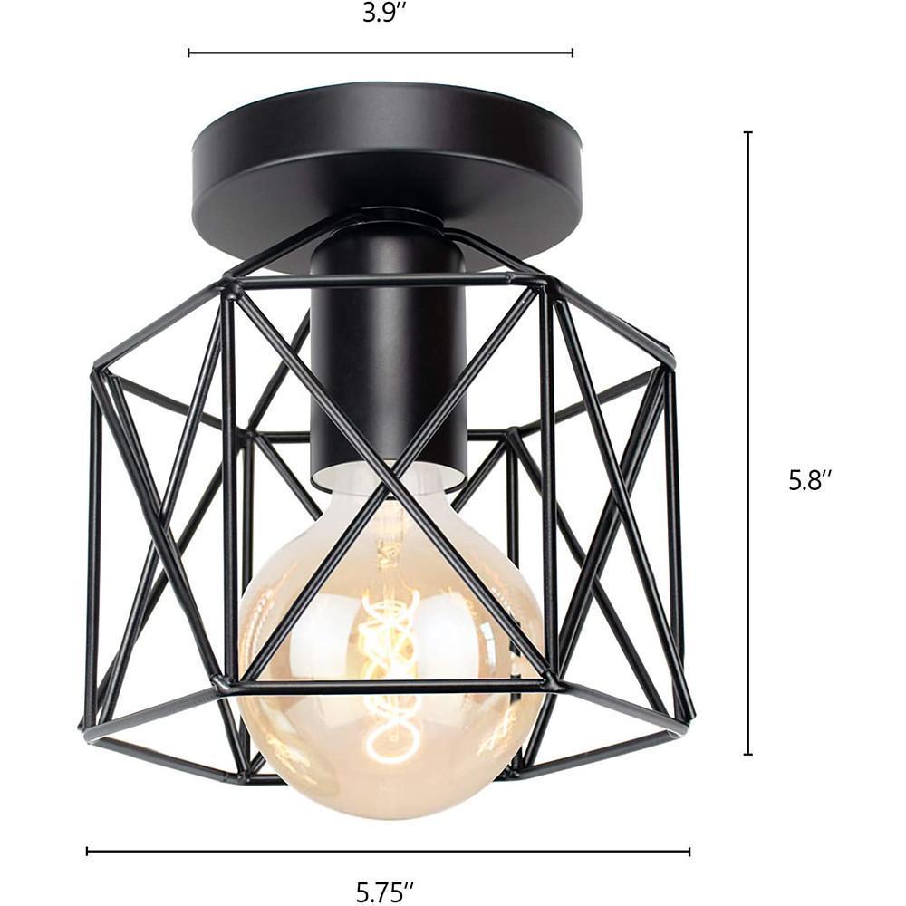 Wire Frame Lantern Outdoor Flush Mount Light Traditional LED Ceiling Light