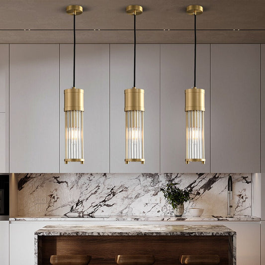 Copper & Glass Kitchen Island Pendant Light