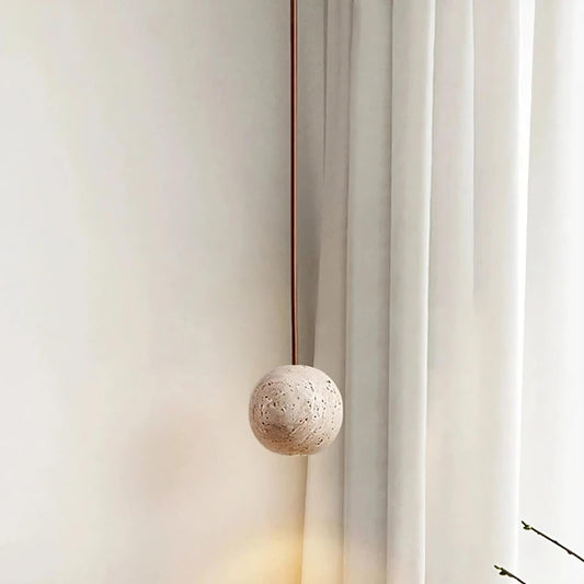 Travertine Ball Pendant Light Fixture