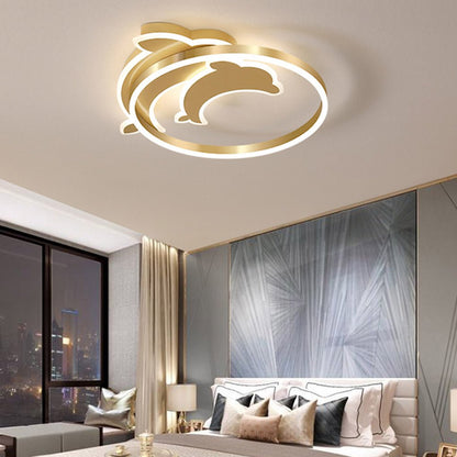 Personalized Creative Romantic Three Color Adjustable LED Dolphin Ceiling Lamp