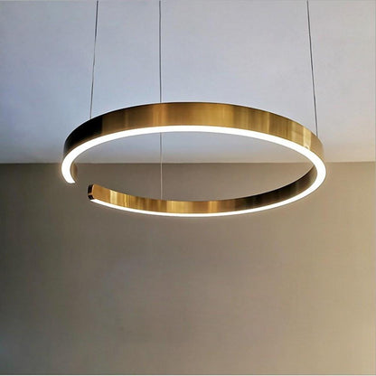 Open Ring Shaped LED Electroplated Modern Pendant Light Island Lights