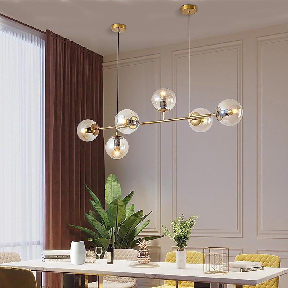 Linear Dining Room Chandeliers Glass Globe Chandelier 4/6 Heads