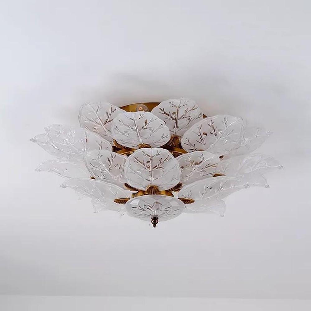 Leaves Flush Mount Ceiling Light Metal Glass Unusual LED Light