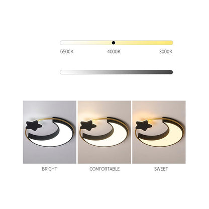 Moon and Star Dimmable Flush Mount LED Light Baby Kids Bedroom Ceiling Lights