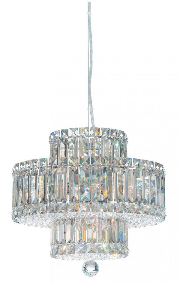 Pendant, 9-Light, Polished Stainless Steel, Clear Swarovski Crystal, 14.5"W (6671S AR2ER)