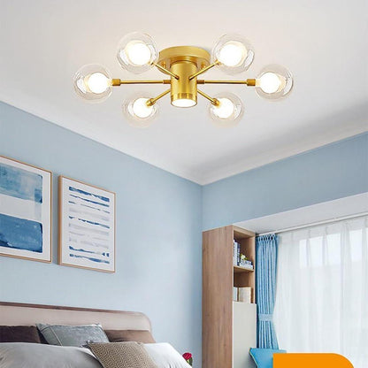 Globe Metal Glass Industrial LED Flush Mount Ceiling Lights for Bedroom