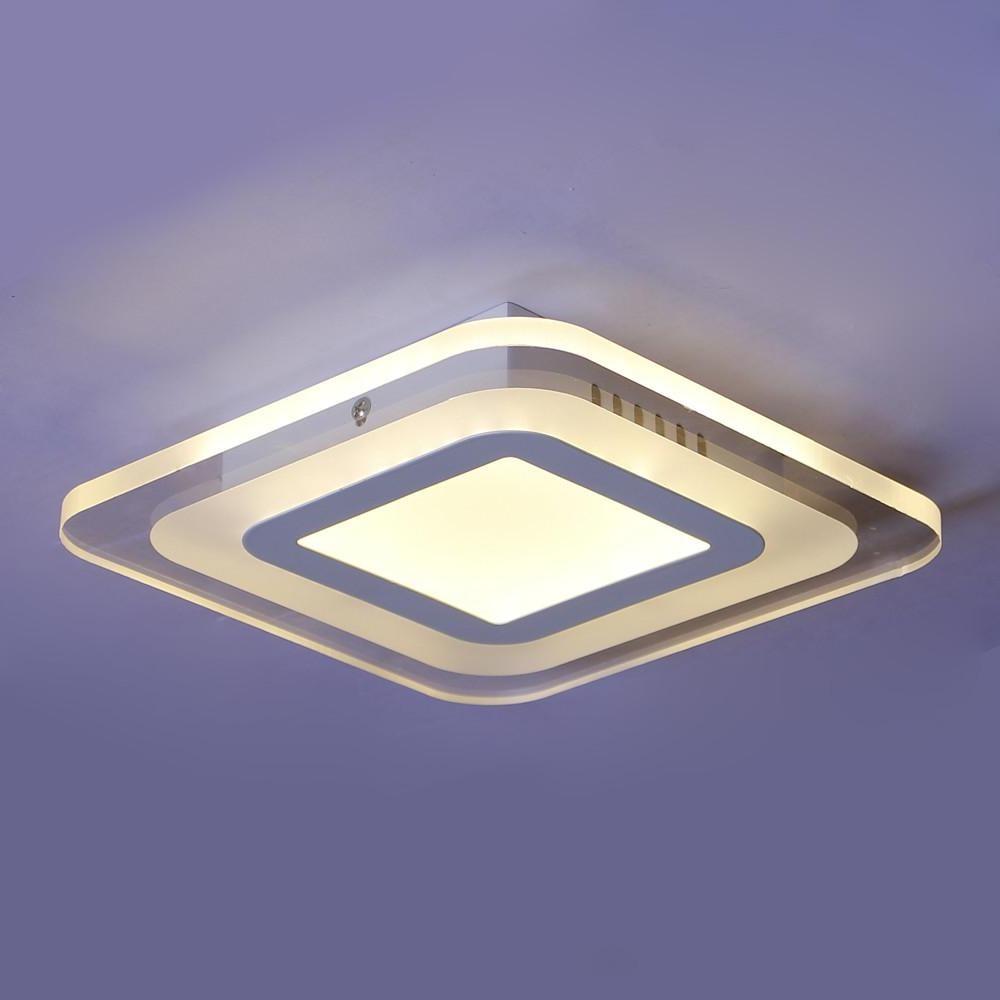 Flat Flush Mount Ceiling Fixture Light with 1 Ambient LED Light Bulb