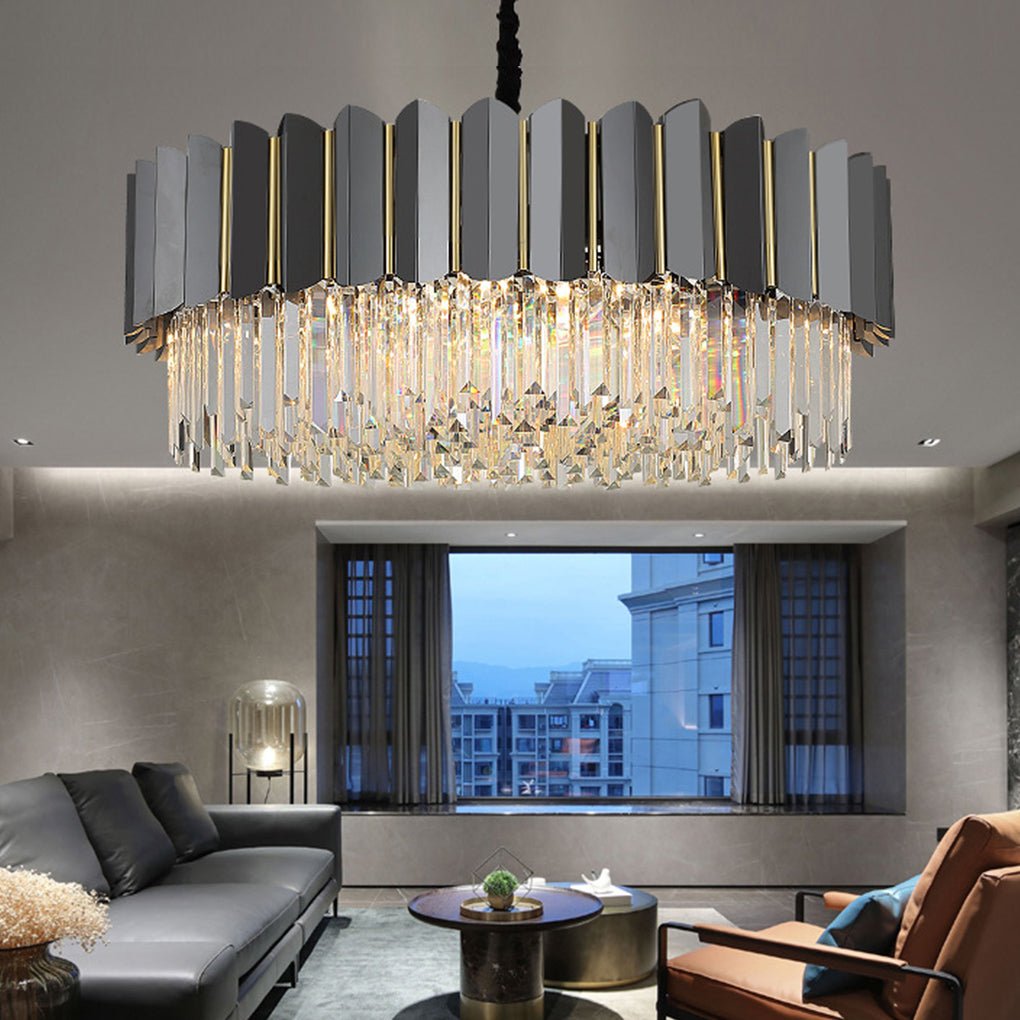 Postmodern Personality Three-color LED Home Living Room Crystal Chandelier