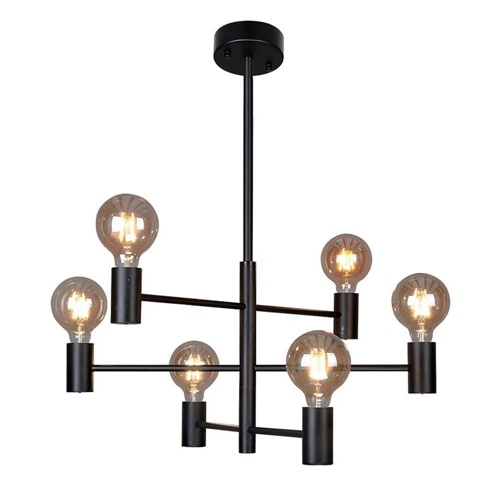 Nordic Style Black Sputnik Chandelier Industrial Mini Chandelier 6 Bulbs