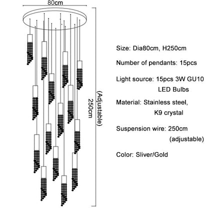 Canali Modern Crystal Pendant Chandelier