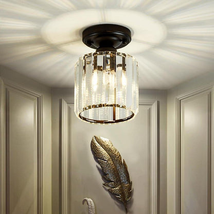 Modern Crystal Metal Industrial LED Flush Mount Ceiling Light for Hallway Entryway