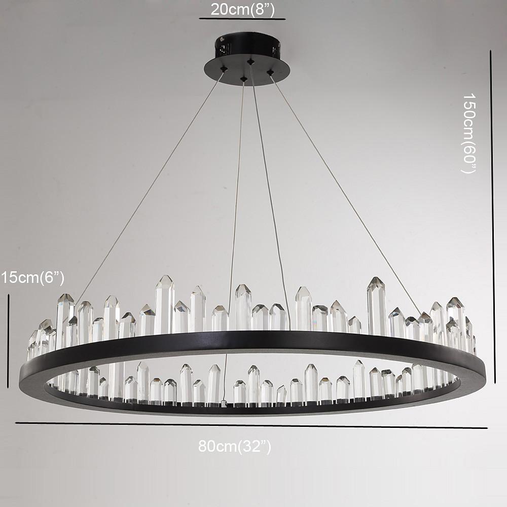 Circular Metal Crystal LED Adjustable Modern Pendant Lighting Chandelier