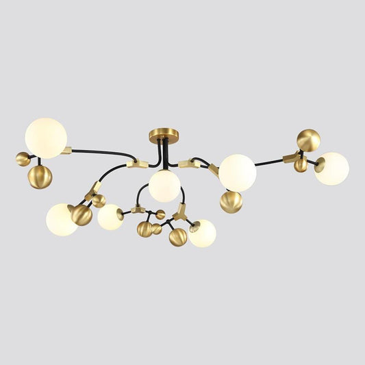 Gold Sputnik Chandelier Cle-Style Chandelier Light with 7 LED Lights