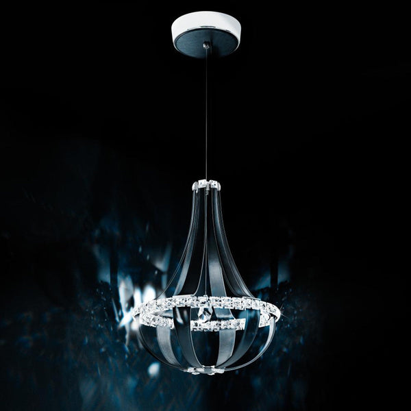 Empire Pendant, 12-Light, LED, Grizzly Black Leather, Clear Swarovski , 20.5"W (SCE110DN-LB1S 1J5ZT8)