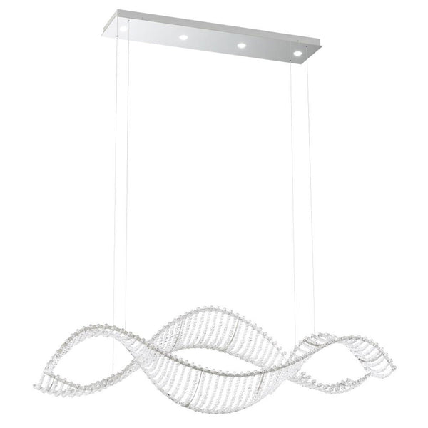 Linear Chandelier, 4-Light, LED, Polished Stainless Steel, Clear Swarovski Crystal, 40.5"W (SRI400N-SS1S 1J5ZUD)