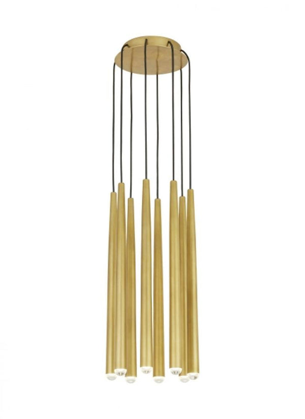 Ceiling Chandelier, 8-Light, LED, Natural Brass, 18.6"H (700TRSPPYL8RNB-LED930 70PGDLF)