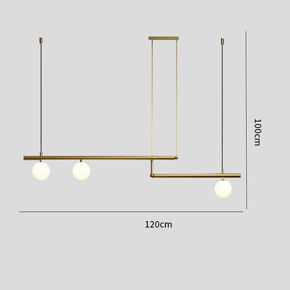 Minimalist Modern Linear Globe Pendant Lighting Copper Glass Kitchen & Dining Room Light