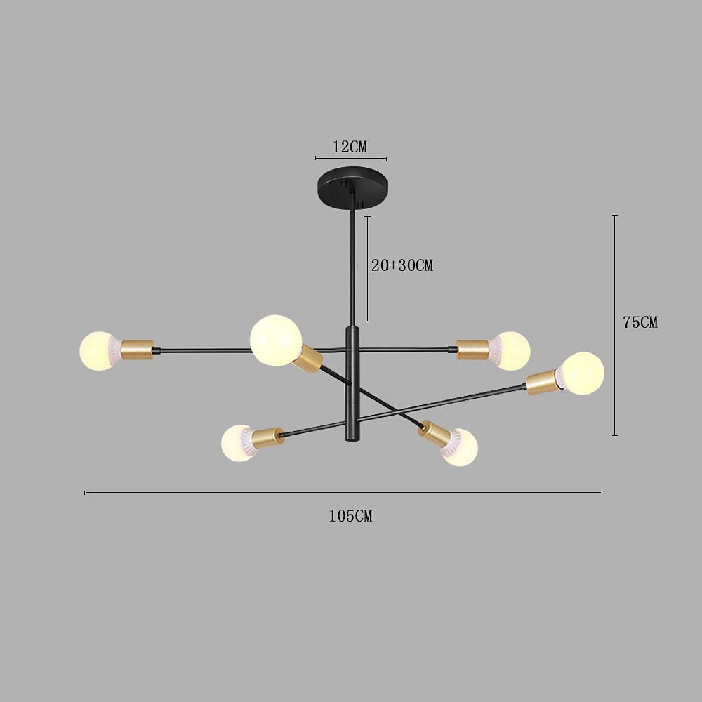 Luxurious 6-Light Sputnik Chandelier with E27 Bulb Base - 41'' Dia x 31'' H