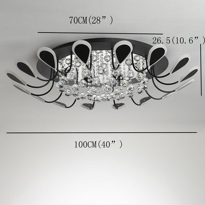 Flower Shaped Dimmable LED Crystal Modern Flush Mount Lighting Ceiling Light