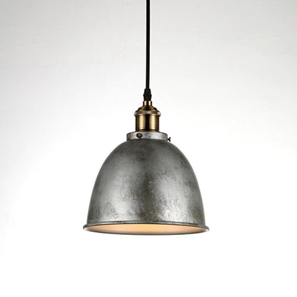 8'' White Rustic Dome Pendant Light Bowled Metal Industrial Pendant Light