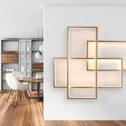 Overlapping Rectangles Aluminum Geometric Style Flush Mount Lighting LED Ceiling Light