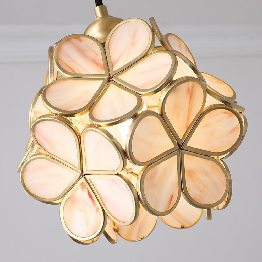 Ornate Flower Island Kitchen Pendant Lighting Copper Crystal Pendant Lighting