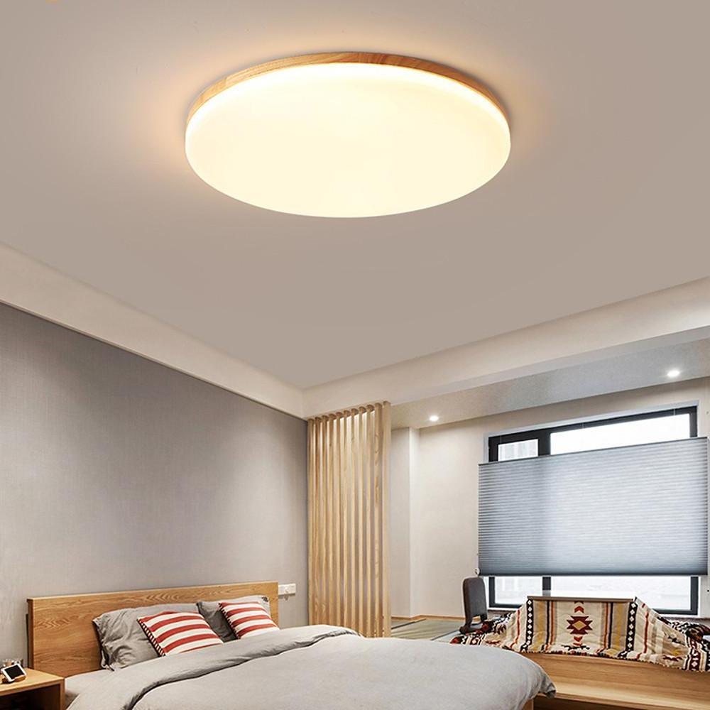 Circular Minimalist Flush Mount Dining Room Light Bamboo Acrylic LED Ceiling Lights