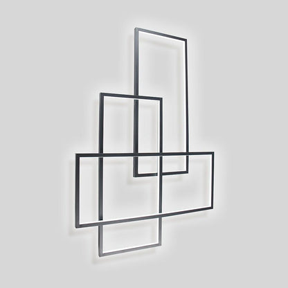 Overlapping Rectangles Aluminum Geometric Style Flush Mount Lighting LED Ceiling Light