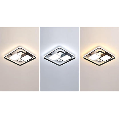 Circles Rectangles Dimmable LED Modern Ceiling Light Flush Mount Lighting