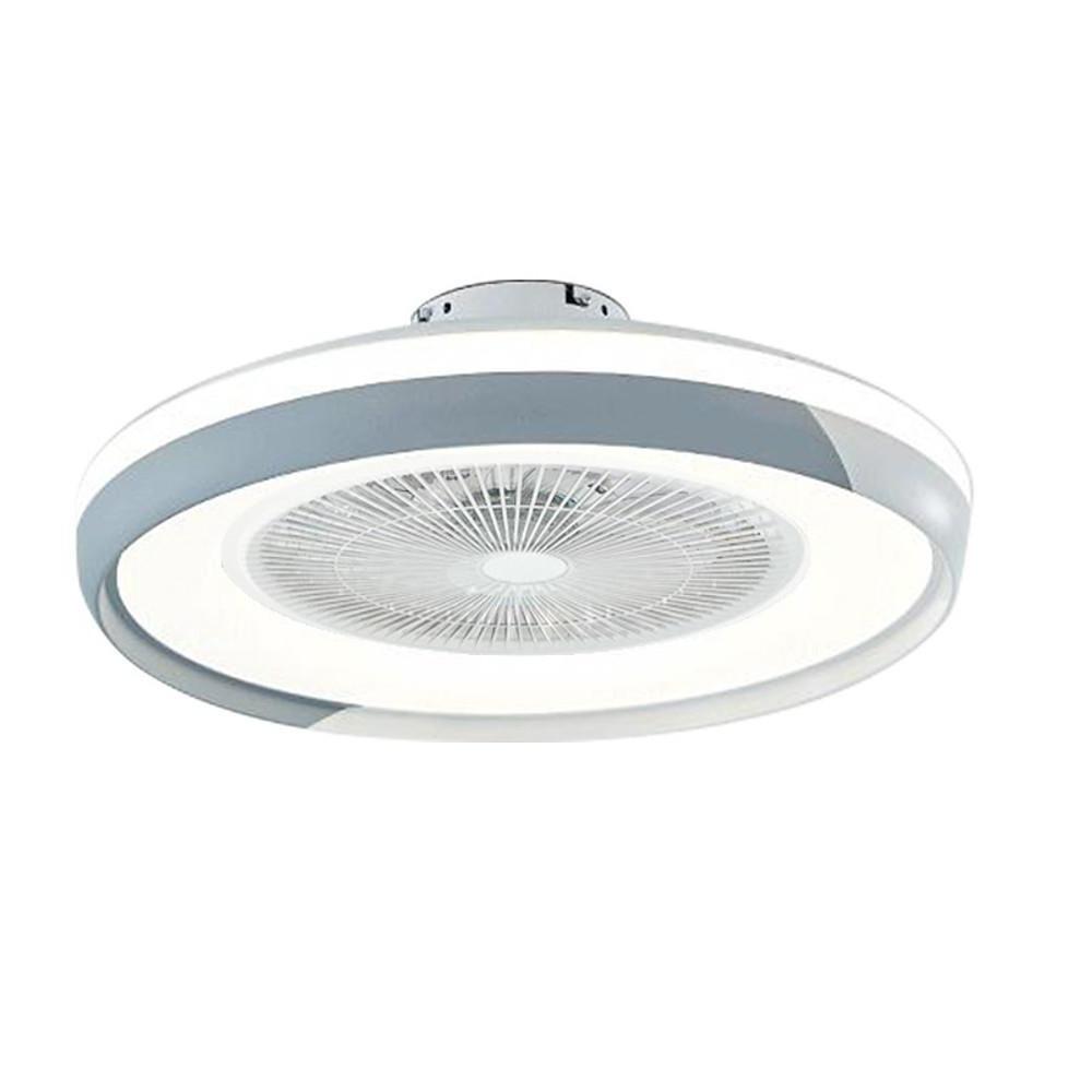 Circular Dimmable Flush Mount Bladeless Ceiling Fan with Light and Remote