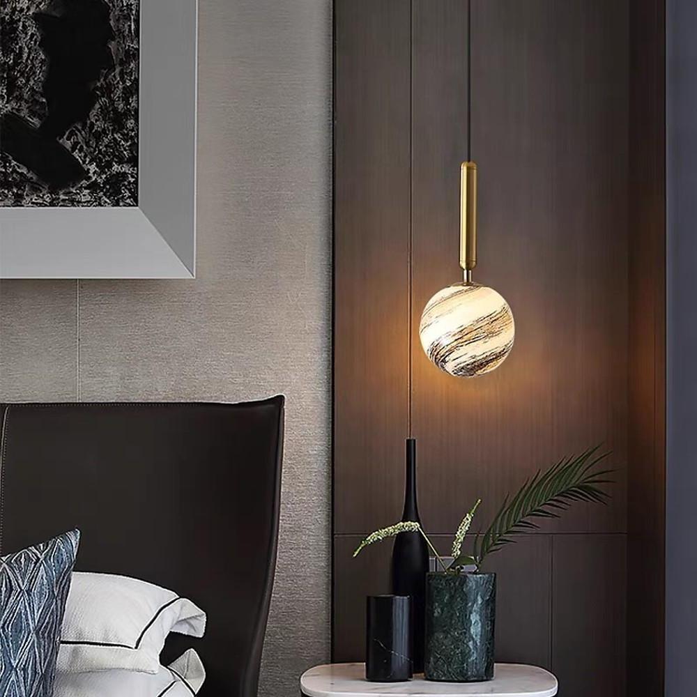 Distressed Globe Hallway Pendant Light Metal Acrylic Pendant Lighting