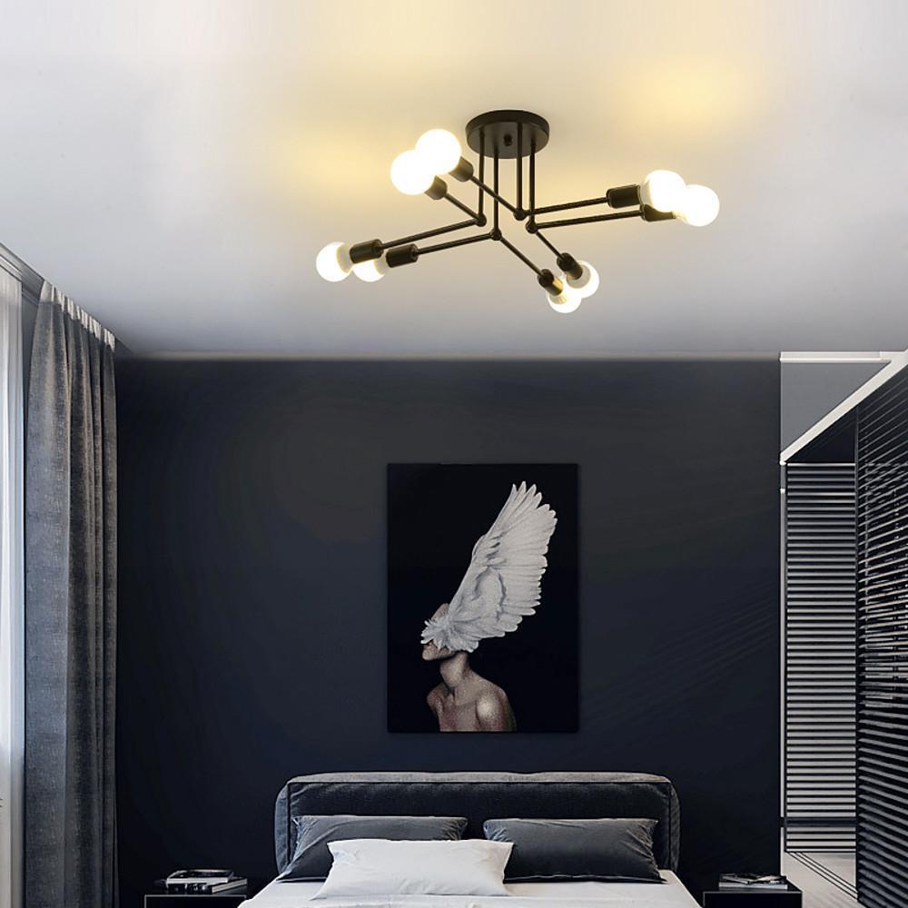 8 Light Modern Linear Gold Flush Mount Light Metal LED Ceiling Light