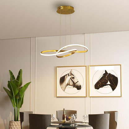 Interweaved Wave LED Gold Modern Hanging Lamp Island Lights Pendant Light