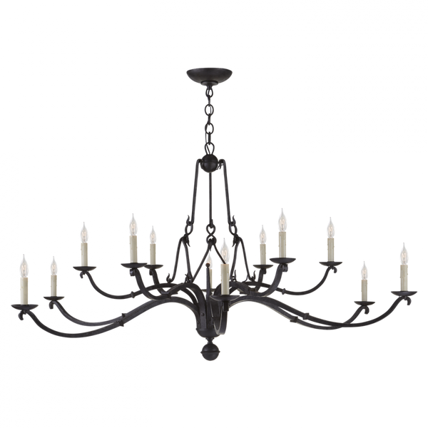 Large Two-Tiered Chandelier - Aged Iron