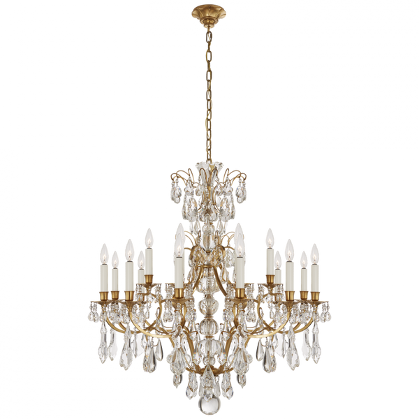 Medium Chandelier - Natural Brass and Crystal