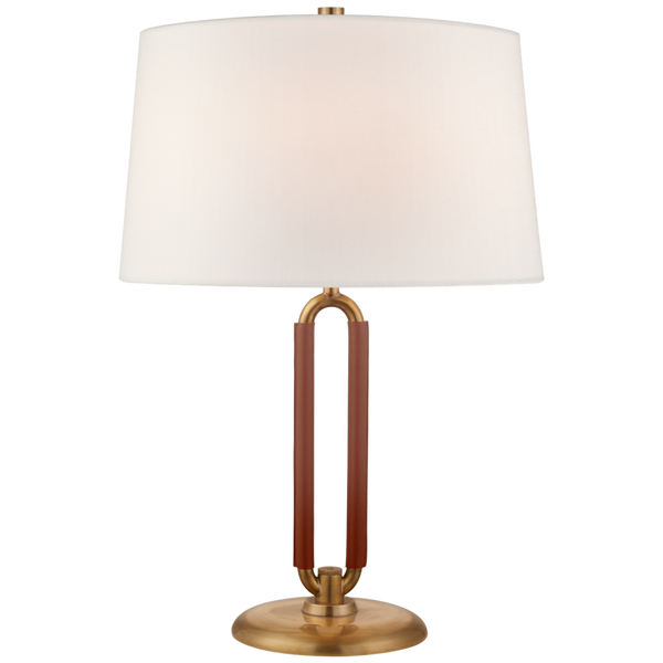 Medium Table Lamp - Natural Brass and Saddle Leather