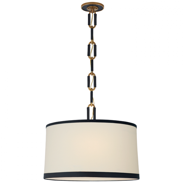 Medium Hanging Shade - Natural Brass with Navy Leather