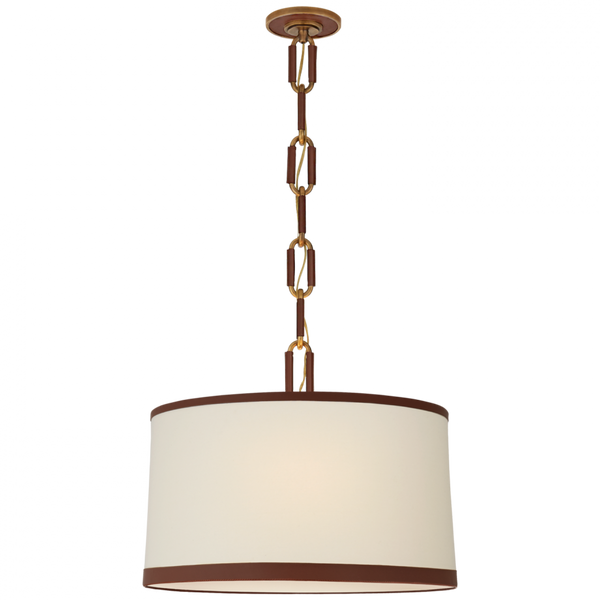 Medium Hanging Shade - Natural Brass with Saddle Leather