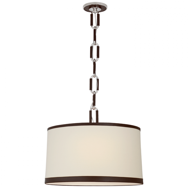 Medium Hanging Shade - Polished Nickel with Chocolate Leather