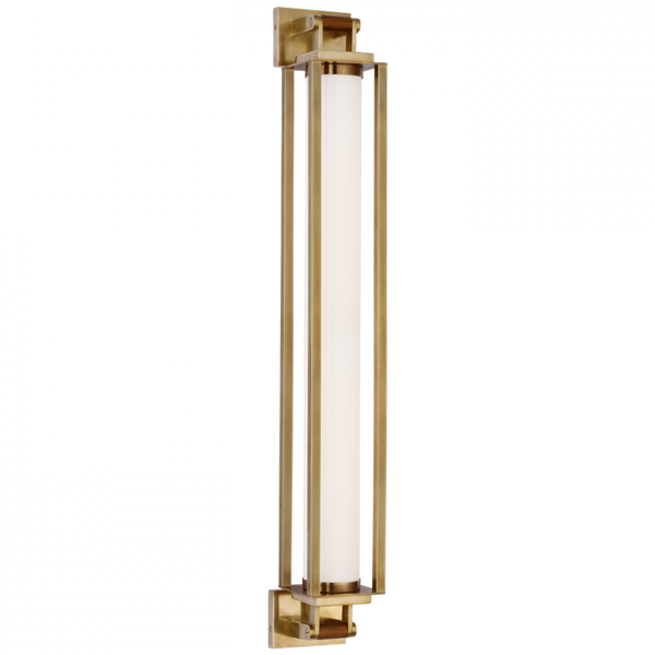 32" Linear Sconce - Natural Brass and Teak