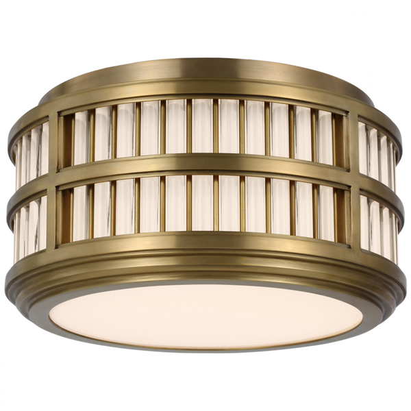 12" Flush Mount - Natural Brass and Glass Rods