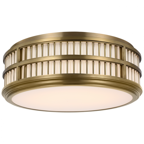 18" Flush Mount - Natural Brass and Glass Rods