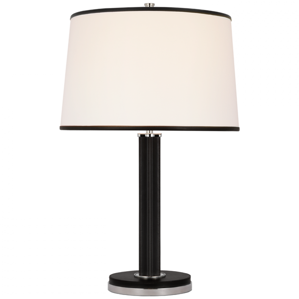 Medium Table Lamp - Polished Nickel and Chocolate Leather