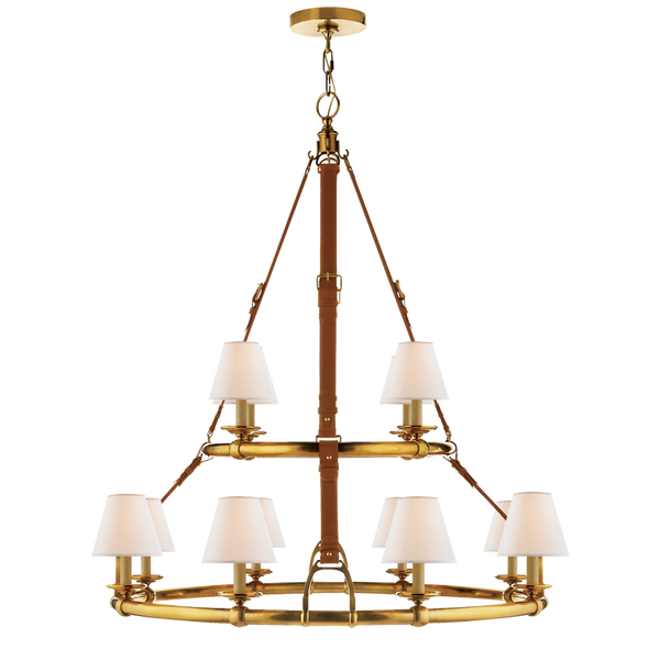 Double Tier Chandelier - Natural Brass