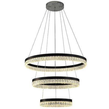 3 Tiered Circles LED Crystal Modern Chandeliers Pendant Light Hanging Lamp