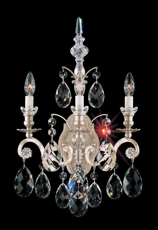 Wall Sconce, 3-Light, Antique Silver, Clear Heritage Crystal, 22"H (3762-48 Y9QVT)